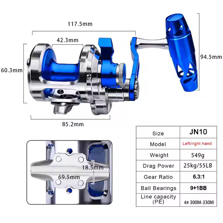 Reel Pancing CNC All Metal 9+1 - Trolling Reel ulasan dan harga